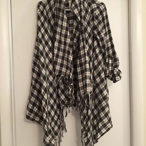Flannel jacket with fringe detail
